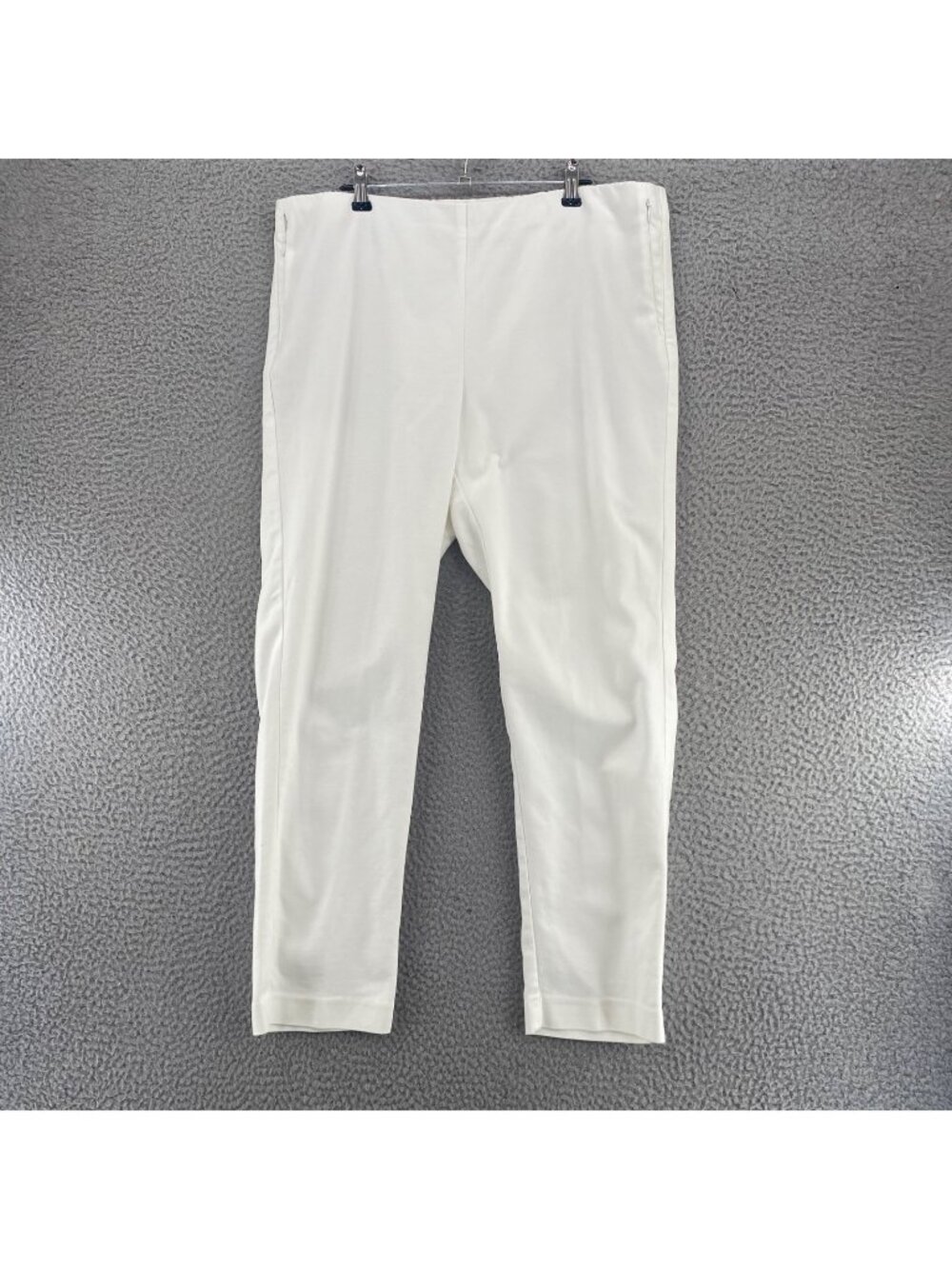 J Jill Pants Women 14 White Essential Cotton Stretch Cropped Tapered Leg Pocket*